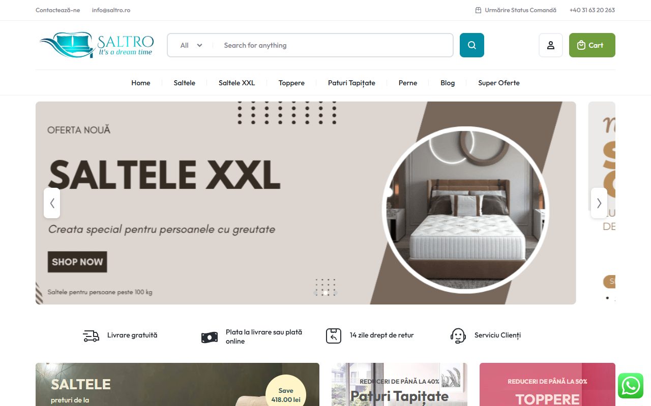 Saltro Mattresses Store website screenshot